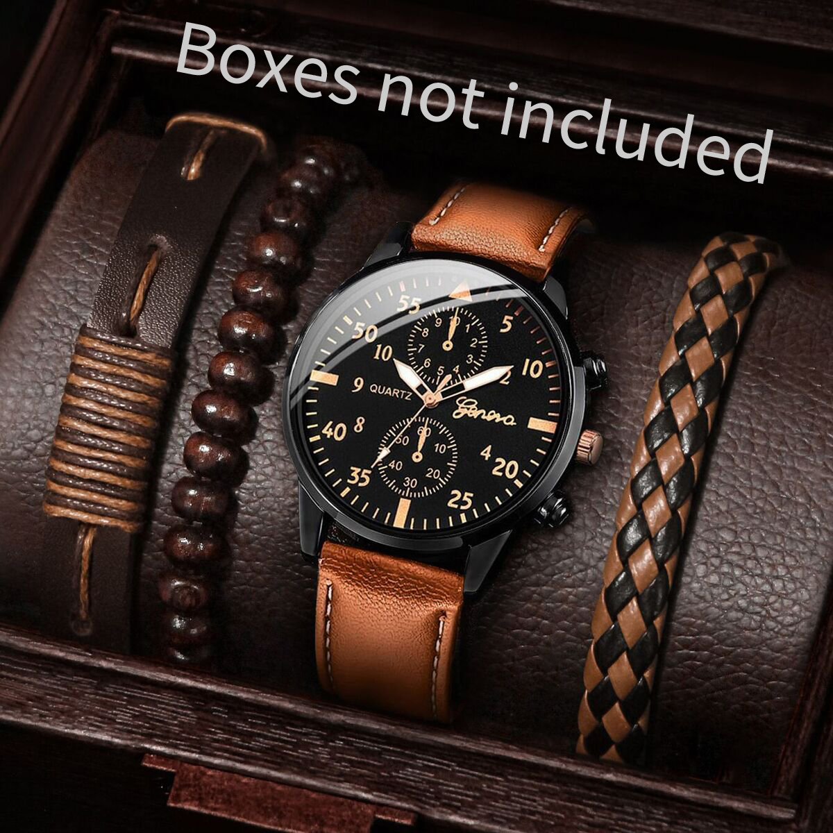 Vintage Collectible Watches - 4PCS Fashion Arabic Dial Men Business