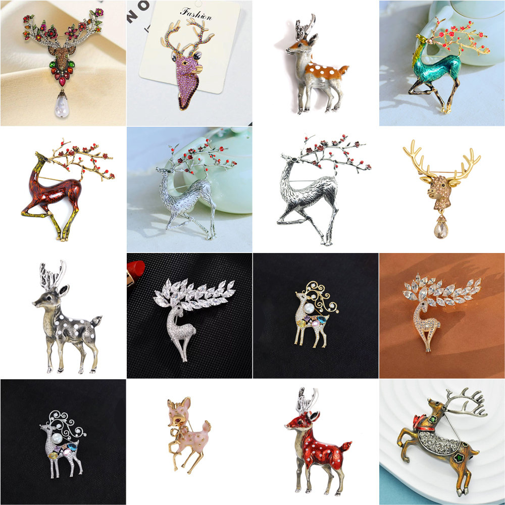Vintage Collectible Pins - Vintage Deer Brooch Collection, Enamel &