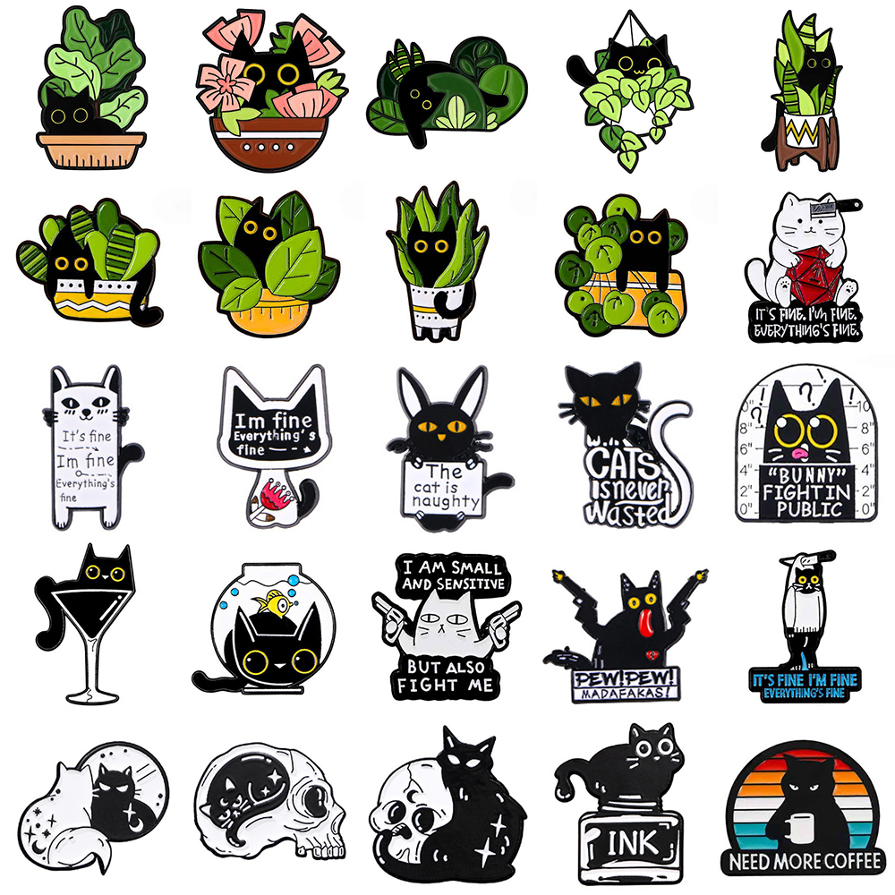 Cute Black Cat Collection Plan - Vintage Collectible Pins ulasan dan harga