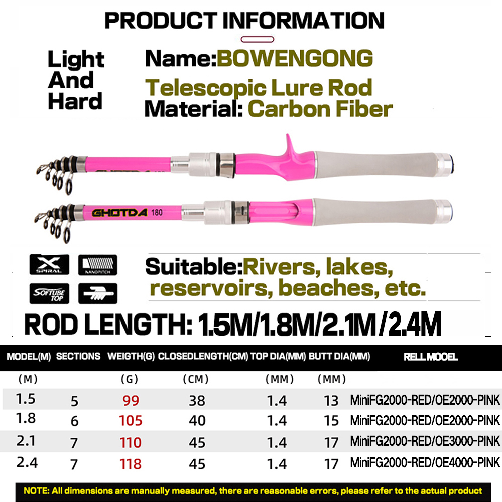 1.5m-2.4m Lure Spinning Fishin - Developing Tank Reel ulasan dan harga