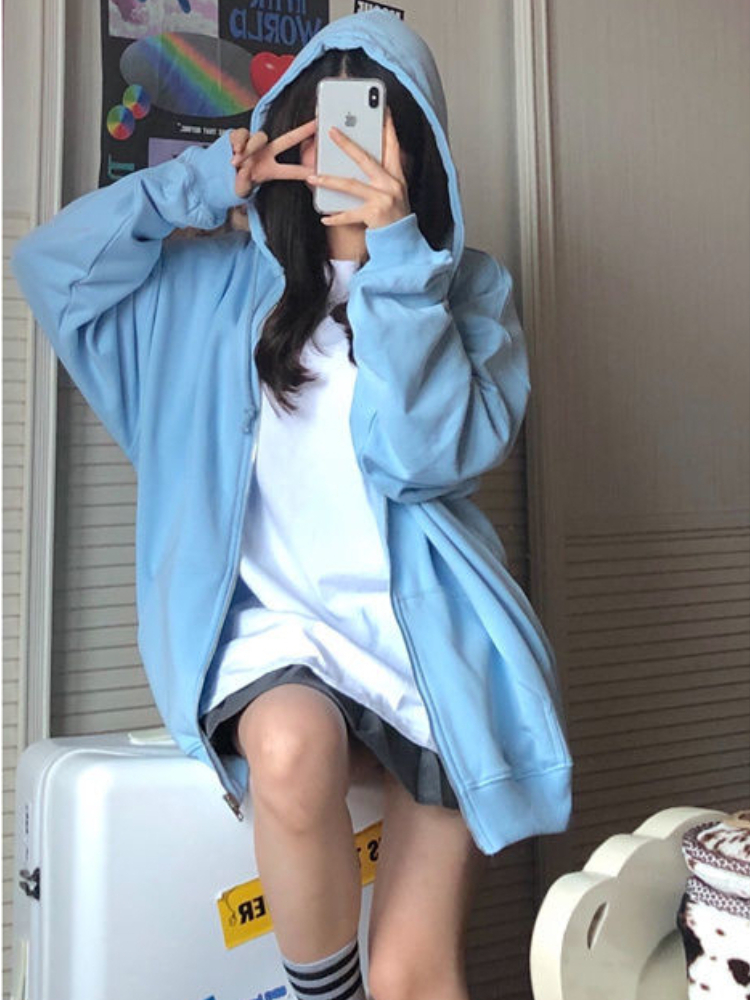 Oversized Hooded Sweatshirts K - Vintage Zip Hoodie ulasan dan harga