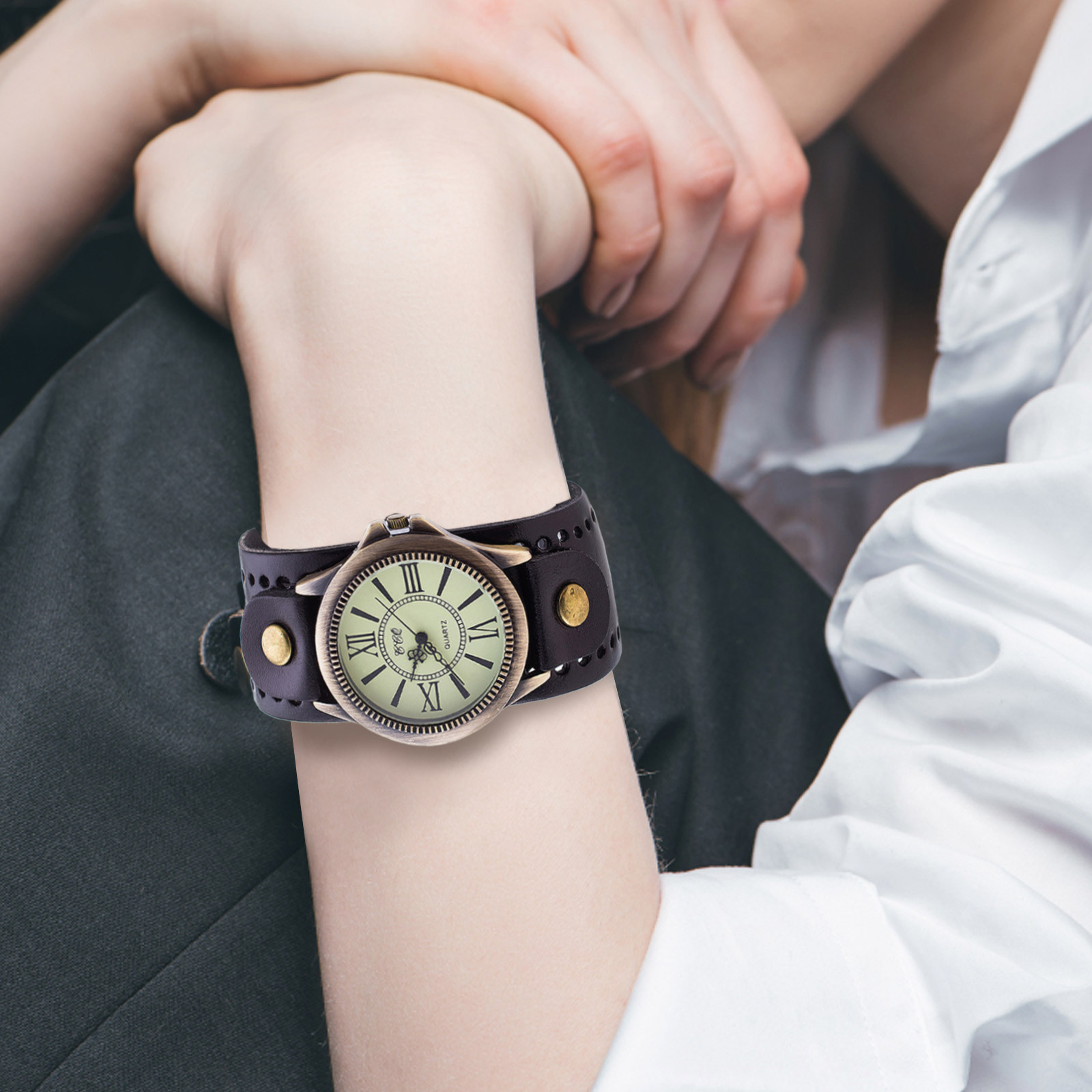 Punk Retro Leather Watch Roman - Vintage Collectible Watches ulasan dan harga