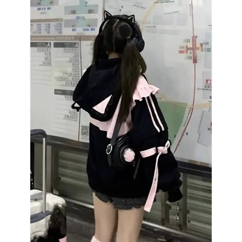 Autumn Winter Japanese Sweet Y - Vintage Zip Hoodie ulasan dan harga
