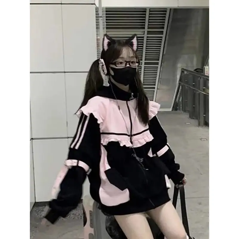 Autumn Winter Japanese Sweet Y - Vintage Zip Hoodie ulasan dan harga