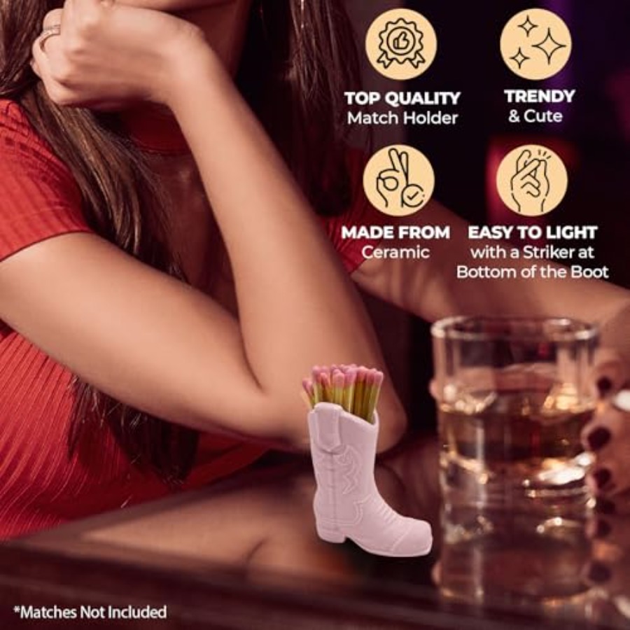 Cowboy Boot Ceramic Match Hold - Collectible Vintage Matches ulasan dan harga