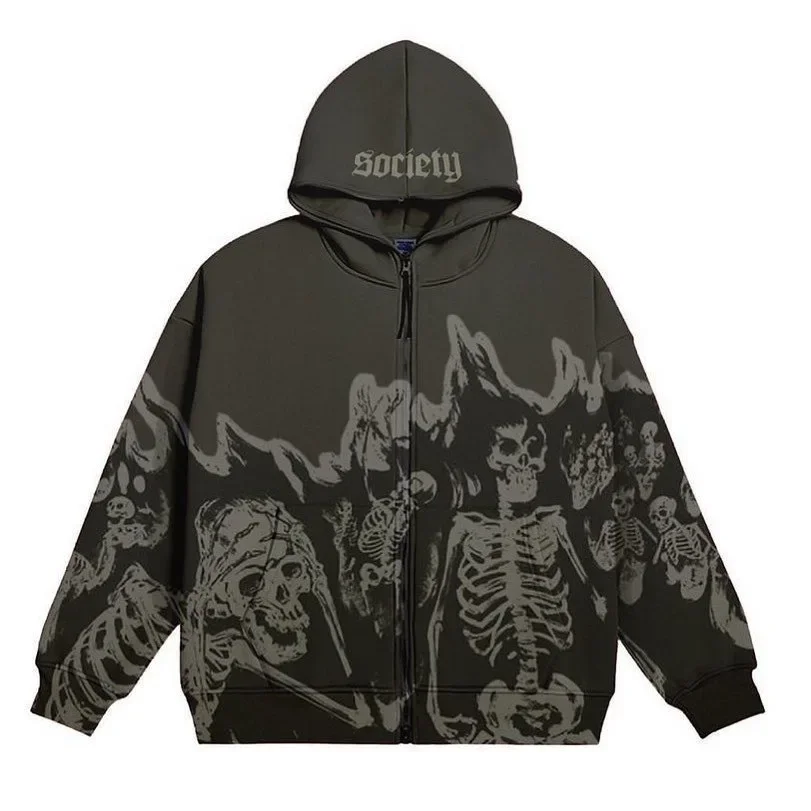 Men Anime Skull Hoodies Women  - Vintage Zip Hoodie ulasan dan harga