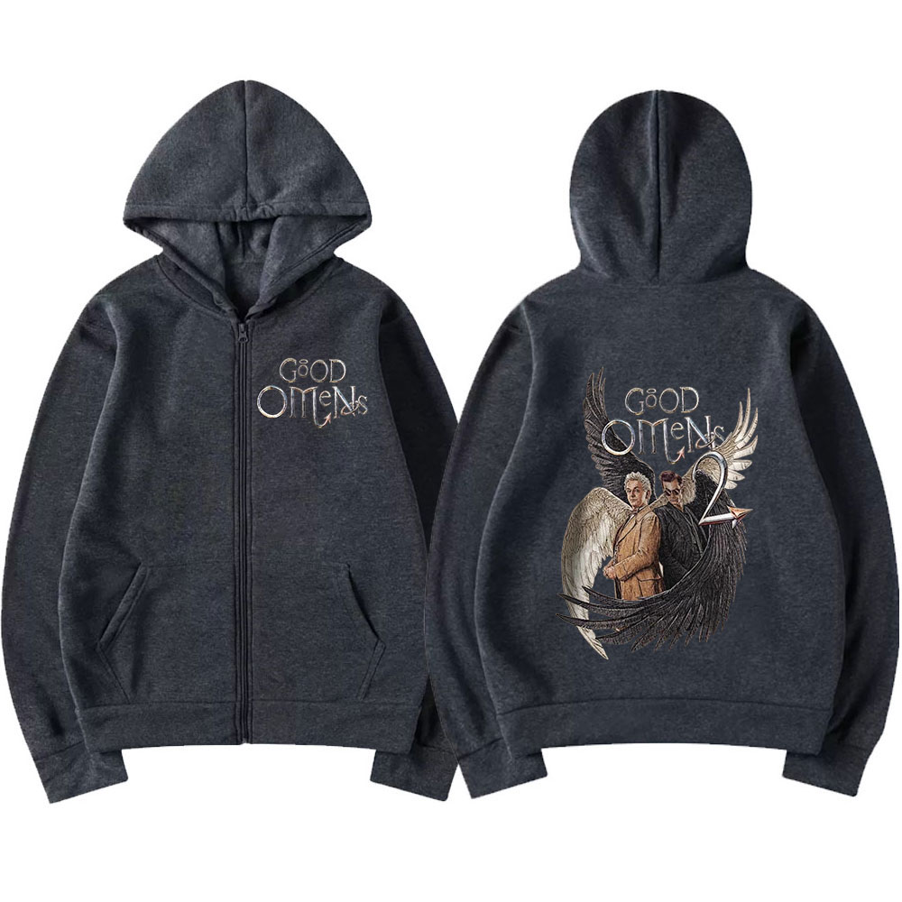 Good Omens Zipper Hoodies Men  - Vintage Zip Hoodie ulasan dan harga