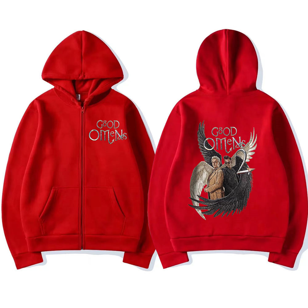Good Omens Zipper Hoodies Men  - Vintage Zip Hoodie ulasan dan harga
