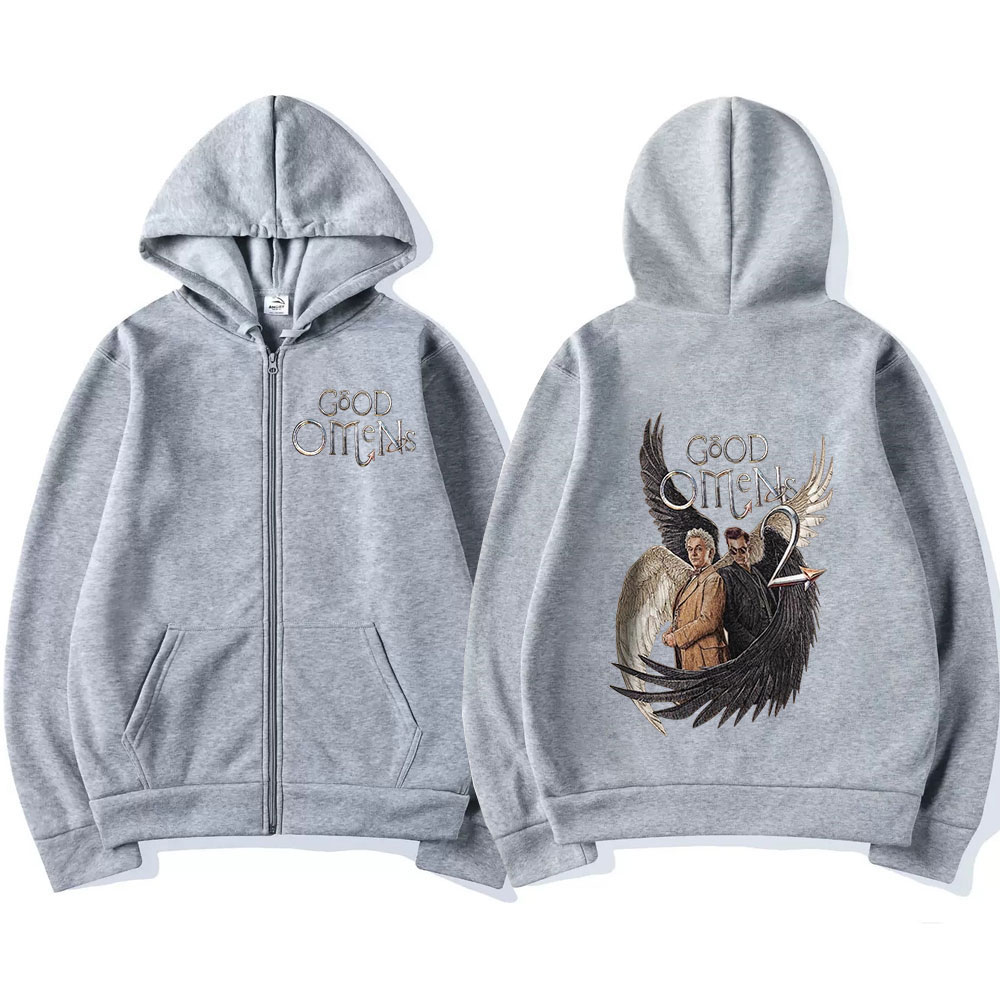 Good Omens Zipper Hoodies Men  - Vintage Zip Hoodie ulasan dan harga